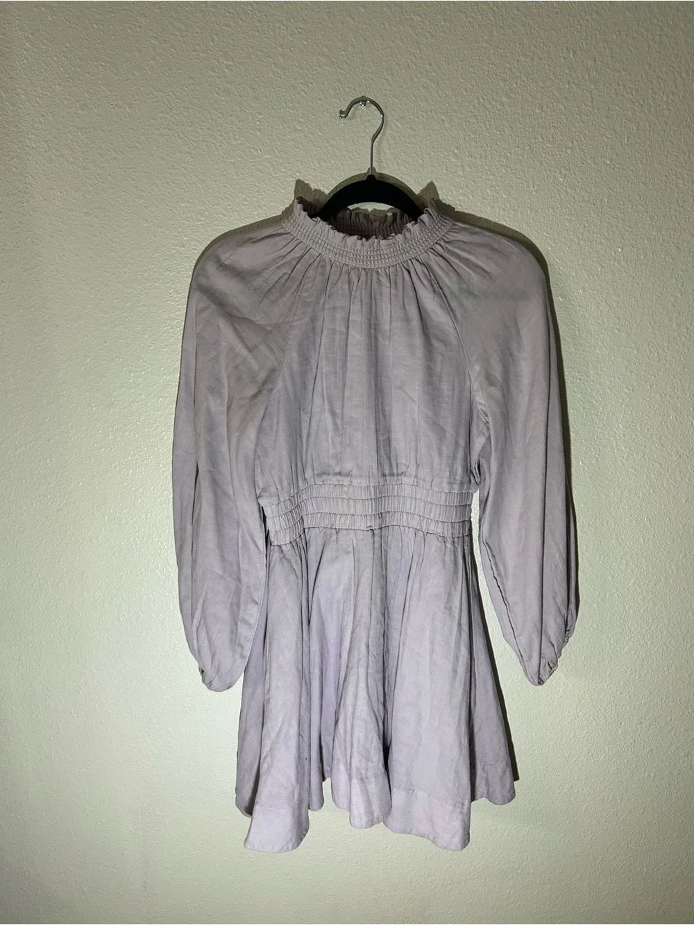Chelsea & Violet Lilac Shirred Waist Long Sleeve Dress